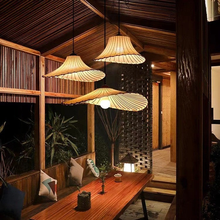 Japanese Straw Hat Chandelier
