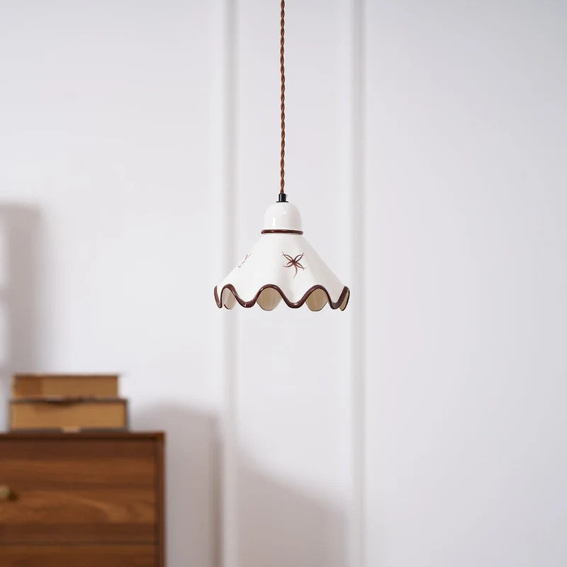Single-Head Brass Ceramic Pendant Lamp