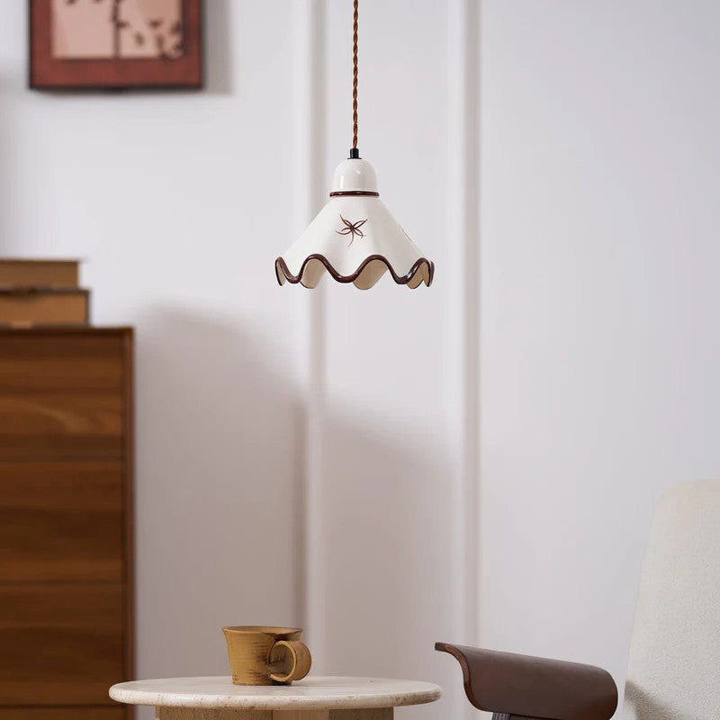 Single-Head Brass Ceramic Pendant Lamp