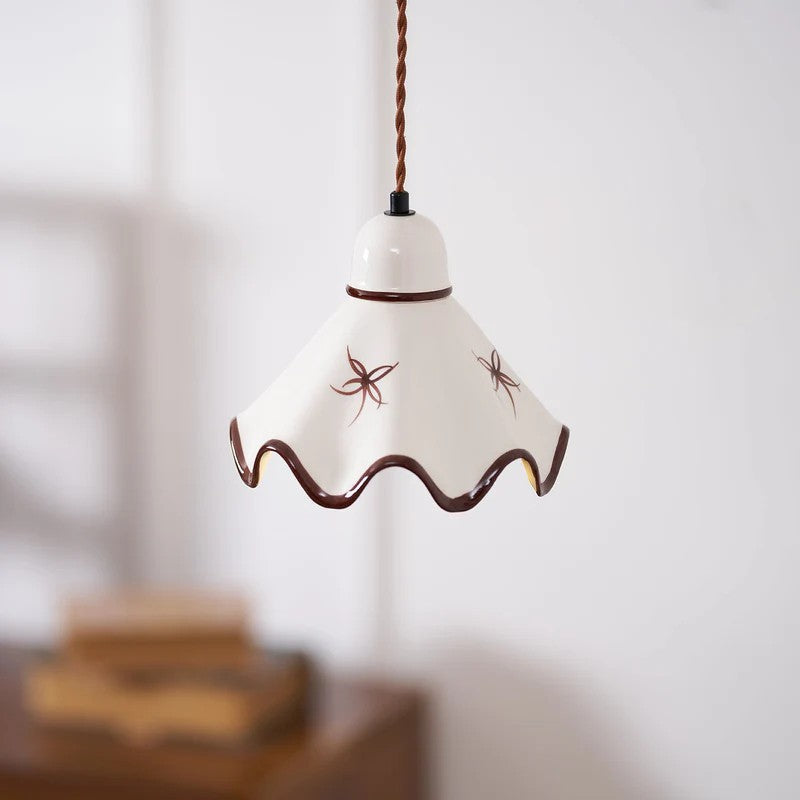 Single-Head Brass Ceramic Pendant Lamp