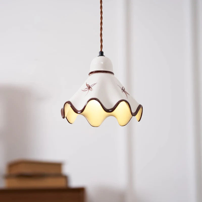 Single-Head Brass Ceramic Pendant Lamp