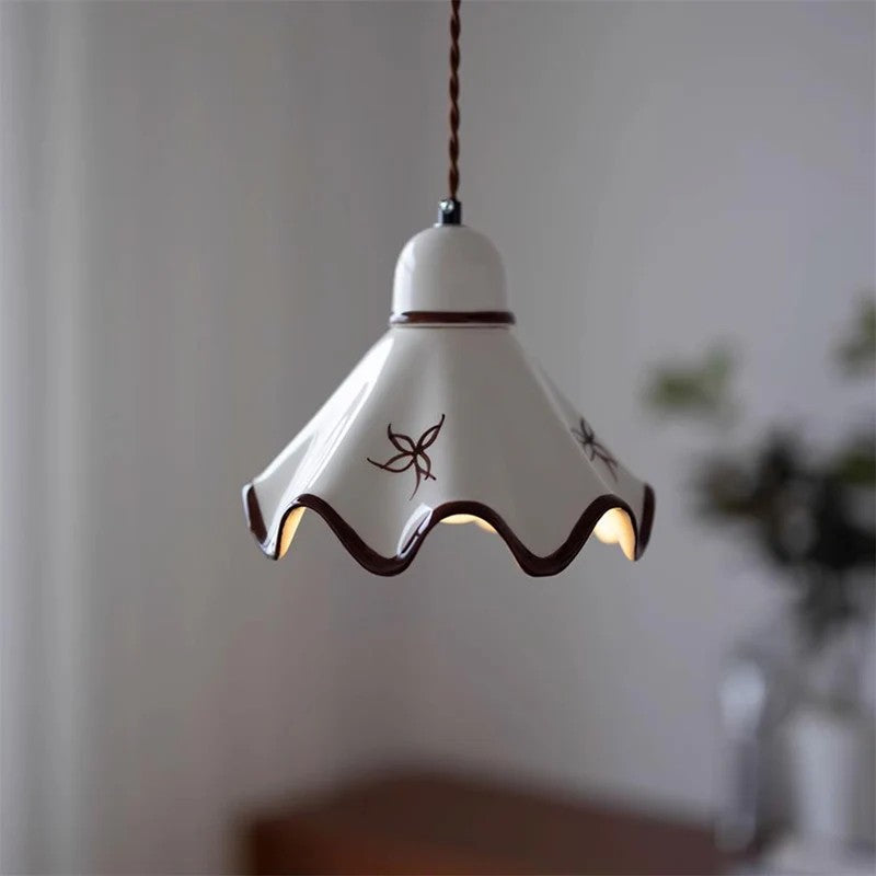Single-Head Brass Ceramic Pendant Lamp