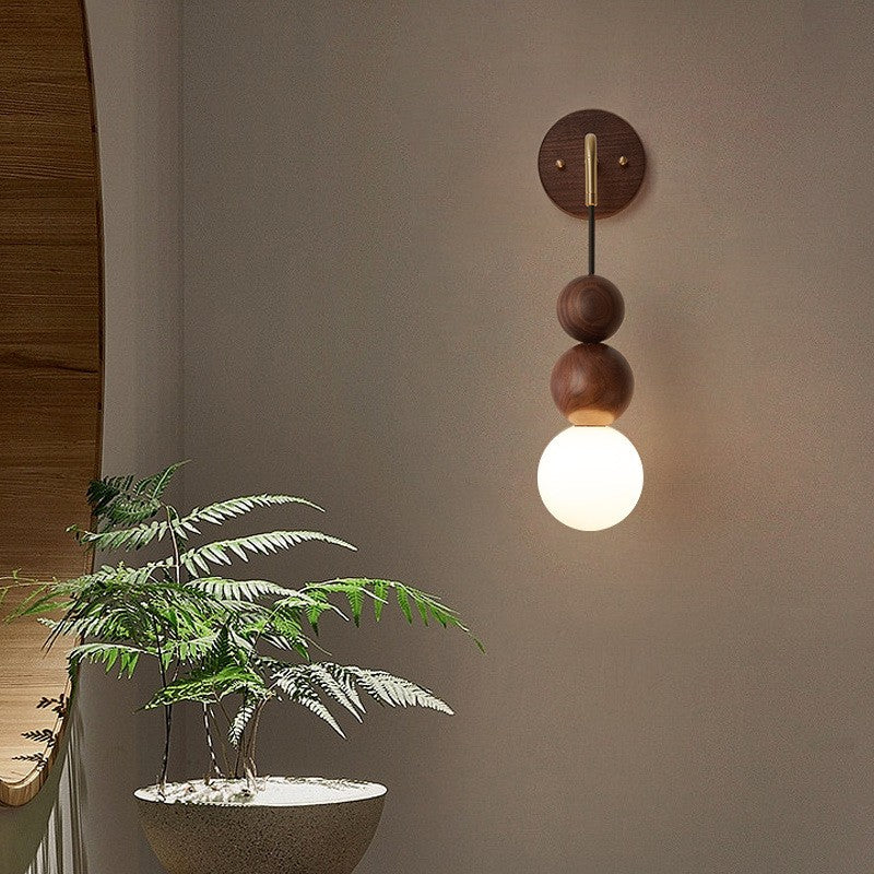 Wooden Copper Wall Lamp