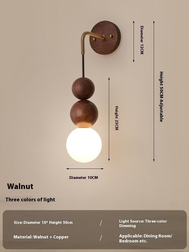 Wooden Copper Wall Lamp