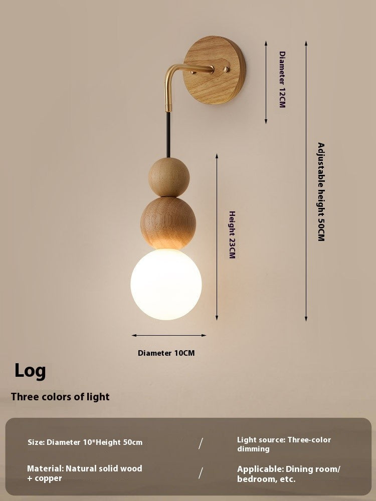 Wooden Copper Wall Lamp